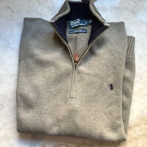 Polo Ralph Lauren heather grey men’s half zip sweater
